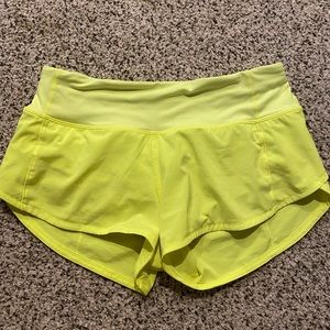 highlight yellow size 2  speed up lululemon shorts length 2.5